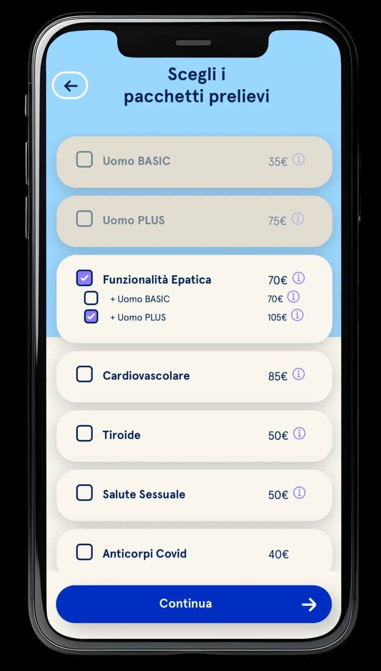 Fleder blood test booking screen