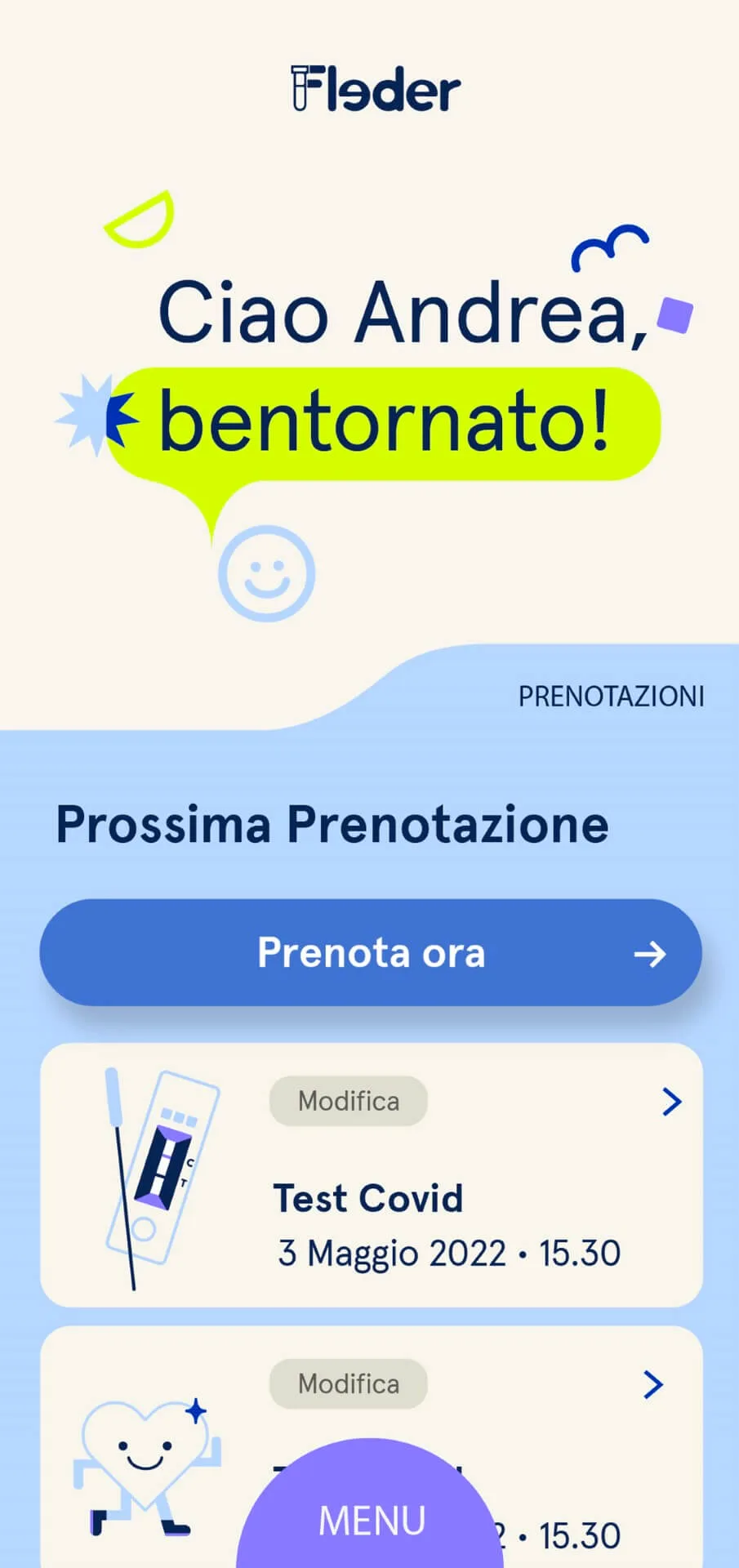 Fleder app home screen