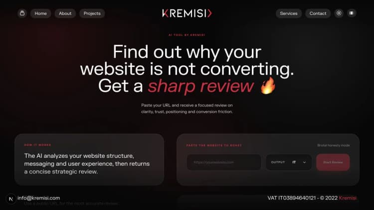 Website Roaster AI website review interface